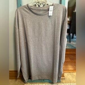 🆕 Lou & Grey Heather Gray / Oatmeal Long SOFT Sleeve Tee. 25 inches bust.